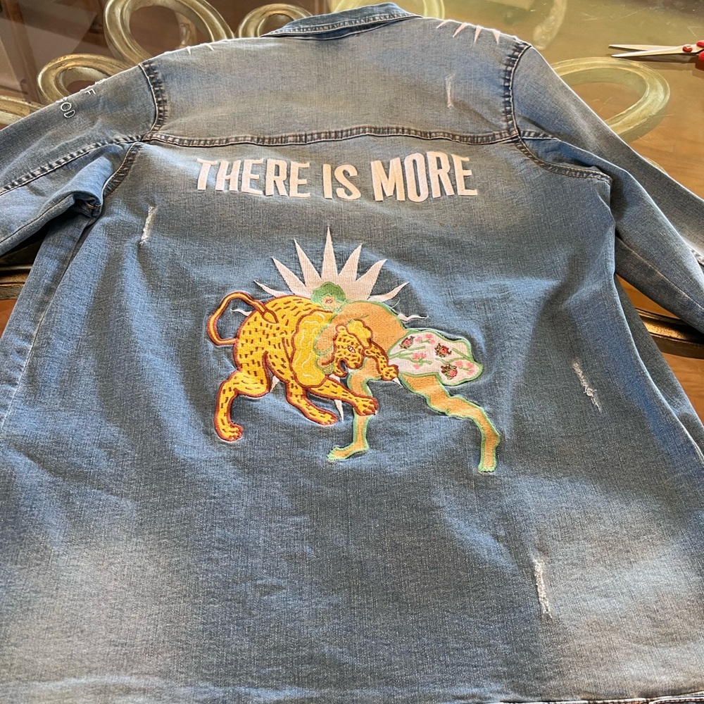 COPY - Hillsong United There is More Women’s Christian distressed denim jacket …